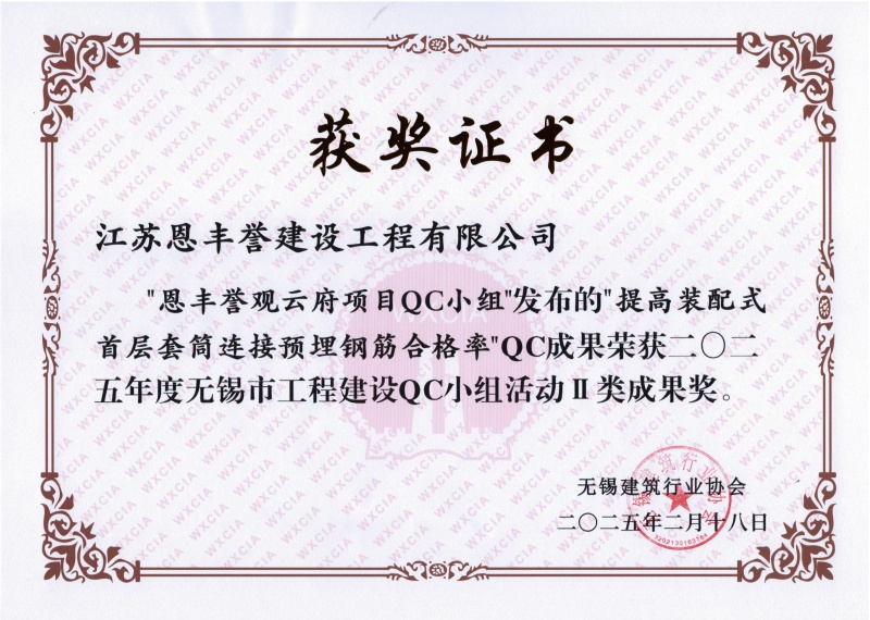 2025年市级QC小组活动成果奖